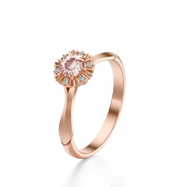 Pierścionek z morganitem i diamentami różowe złoto AJPZ_082 Pierścionek z morganitem i diamentami różowe złoto AJPZ_082